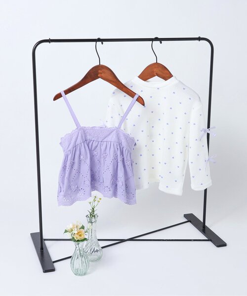 apres les cours（アプレレクール）の「レースビスチェ・リボンワッフルトップスセット（Tシャツ/カットソー・キッズ・その他2/ラベンダー・80/90/100/110/120/130/140）」の19枚目の写真