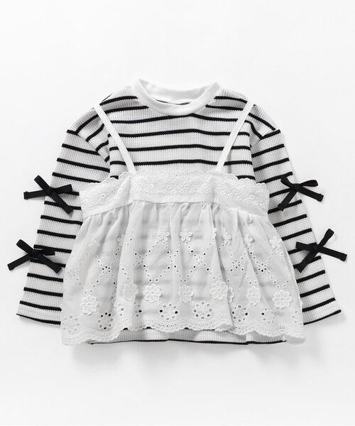 apres les cours（アプレレクール）の「レースビスチェ・リボンワッフルトップスセット（Tシャツ/カットソー・キッズ・その他2/ラベンダー・80/90/100/110/120/130/140）」の16枚目の写真