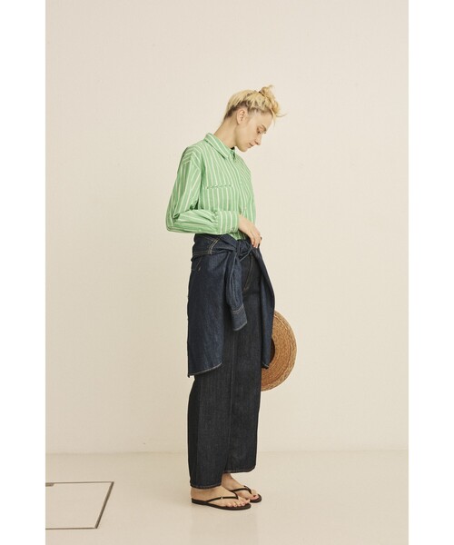 Rouge vif（ルージュヴィフ）の「胸ポケットコットンルーズフィットストライプシャツ/春服/大人カジュアル/手洗い可能（シャツ/ブラウス・レディース・グリーン/チャコールグレー・フリー）」の12枚目の写真