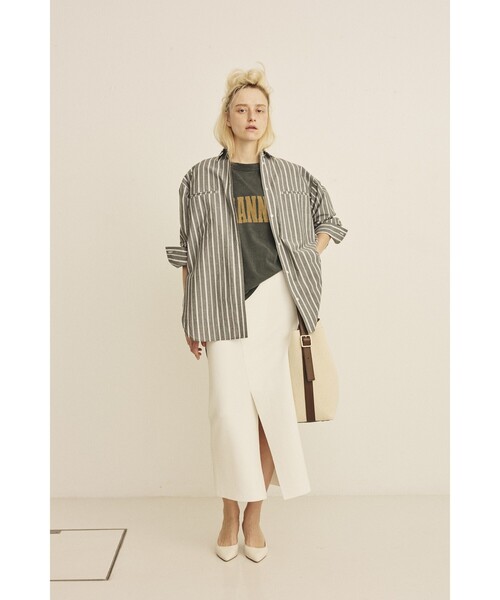 Rouge vif（ルージュヴィフ）の「胸ポケットコットンルーズフィットストライプシャツ/春服/大人カジュアル/手洗い可能（シャツ/ブラウス・レディース・グリーン/チャコールグレー・フリー）」の16枚目の写真