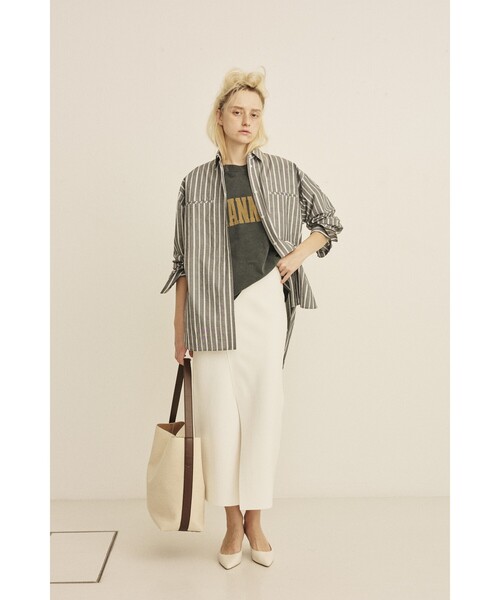 Rouge vif（ルージュヴィフ）の「胸ポケットコットンルーズフィットストライプシャツ/春服/大人カジュアル/手洗い可能（シャツ/ブラウス・レディース・グリーン/チャコールグレー・フリー）」の17枚目の写真