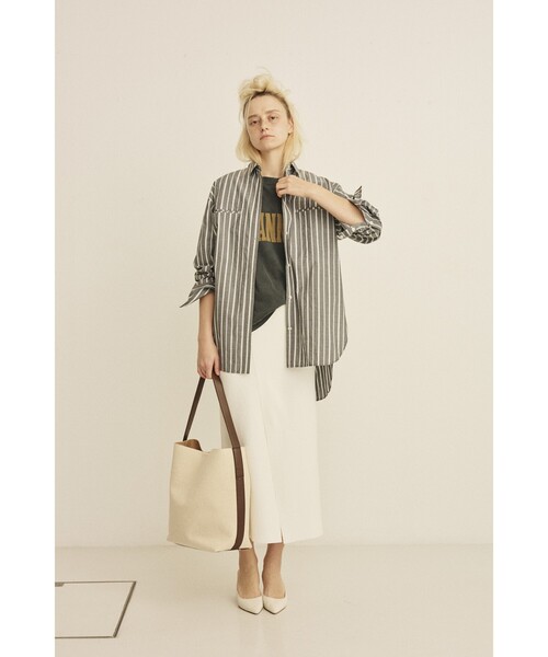 Rouge vif（ルージュヴィフ）の「胸ポケットコットンルーズフィットストライプシャツ/春服/大人カジュアル/手洗い可能（シャツ/ブラウス・レディース・グリーン/チャコールグレー・フリー）」の19枚目の写真