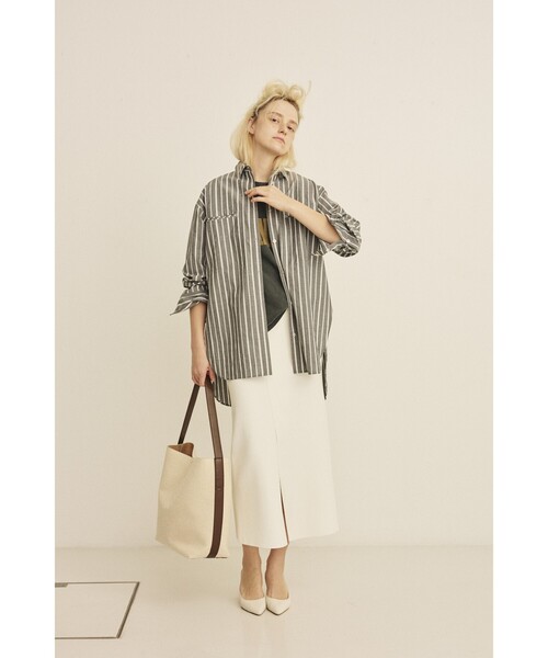 Rouge vif（ルージュヴィフ）の「胸ポケットコットンルーズフィットストライプシャツ/春服/大人カジュアル/手洗い可能（シャツ/ブラウス・レディース・グリーン/チャコールグレー・フリー）」の20枚目の写真