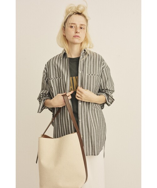 Rouge vif（ルージュヴィフ）の「胸ポケットコットンルーズフィットストライプシャツ/春服/大人カジュアル/手洗い可能（シャツ/ブラウス・レディース・グリーン/チャコールグレー・フリー）」の22枚目の写真