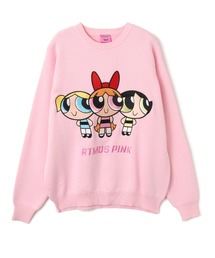 The Powerpuff Girls x atmos pink Embroidary Sweater / ザ パワーパフ ガールズ x アトモス ピンク エンブロイダリー セーター【SP】