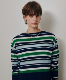 allureville | 異素材ＭＩＸマルチボーダープルオーバー(ニット/セーター)