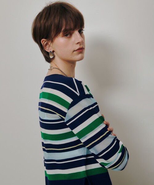 allureville（アルアバイル）の「異素材ＭＩＸマルチボーダープルオーバー（ニット/セーター・レディース・グリーン系その他/レッド系その他・2）」の5枚目の写真