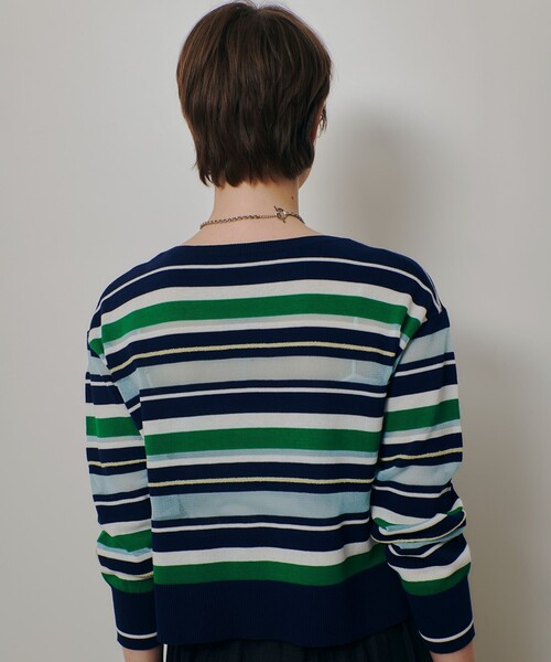 allureville（アルアバイル）の「異素材ＭＩＸマルチボーダープルオーバー（ニット/セーター・レディース・グリーン系その他/レッド系その他・2）」の6枚目の写真