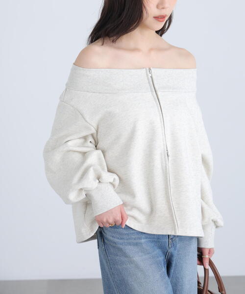 FREE'S MART（フリーズマート）の「◆〈ＭＦＭ〉袖バルーンオフショルＺＩＰカットソー（Tシャツ/カットソー・レディース・グレー系その他/ホワイト系その他・FREE）」の2枚目の写真