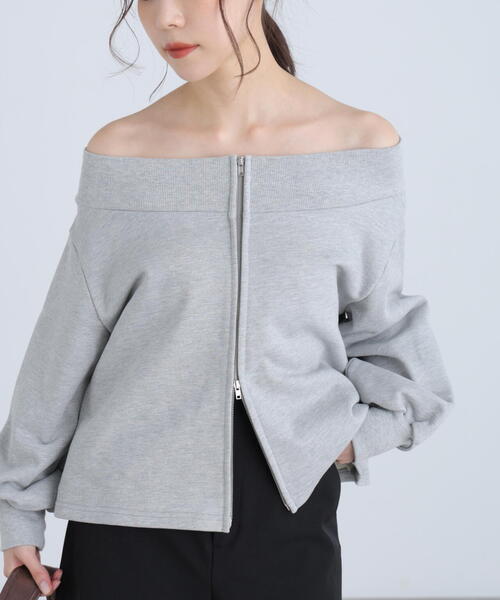 FREE'S MART（フリーズマート）の「◆〈ＭＦＭ〉袖バルーンオフショルＺＩＰカットソー（Tシャツ/カットソー・レディース・グレー系その他/ホワイト系その他・FREE）」の13枚目の写真