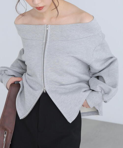 FREE'S MART（フリーズマート）の「◆〈ＭＦＭ〉袖バルーンオフショルＺＩＰカットソー（Tシャツ/カットソー・レディース・グレー系その他/ホワイト系その他・FREE）」の14枚目の写真