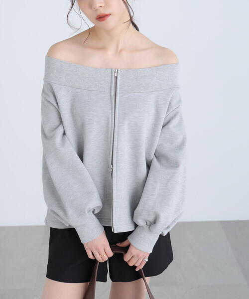 FREE'S MART（フリーズマート）の「◆〈ＭＦＭ〉袖バルーンオフショルＺＩＰカットソー（Tシャツ/カットソー・レディース・グレー系その他/ホワイト系その他・FREE）」の15枚目の写真