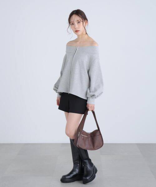 FREE'S MART（フリーズマート）の「◆〈ＭＦＭ〉袖バルーンオフショルＺＩＰカットソー（Tシャツ/カットソー・レディース・グレー系その他/ホワイト系その他・FREE）」の16枚目の写真