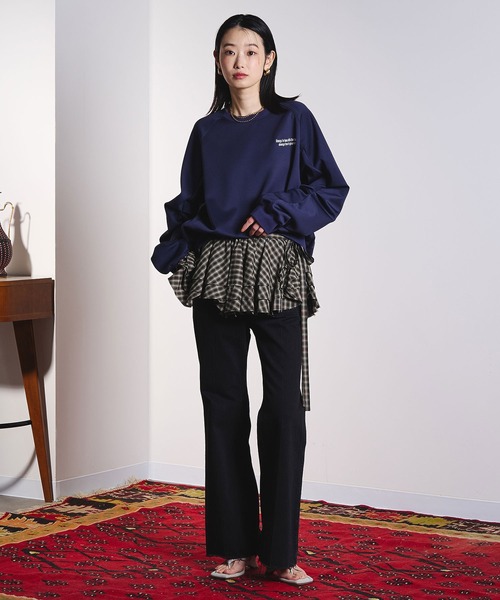 ROSE BUD（ローズバッド）の「(CREOLME)CHECK FRILL SKIRT（スカート・レディース・ブラック/ベージュ・ONE SIZE）」の5枚目の写真