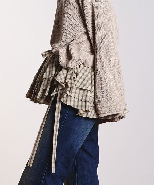 ROSE BUD（ローズバッド）の「(CREOLME)CHECK FRILL SKIRT（スカート・レディース・ブラック/ベージュ・ONE SIZE）」の8枚目の写真