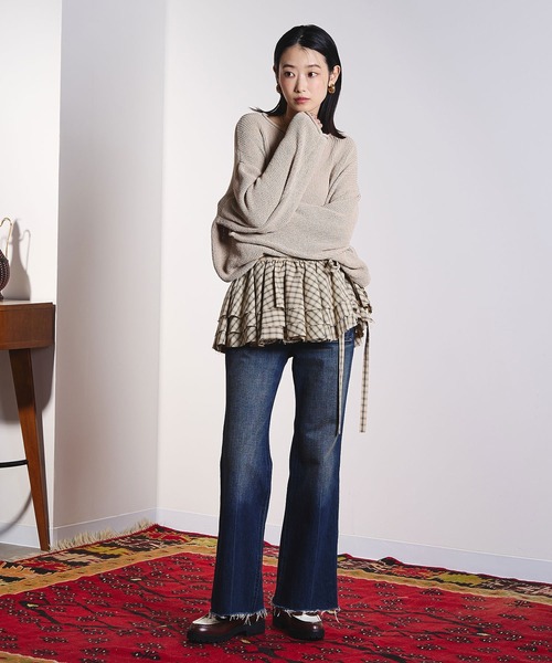ROSE BUD（ローズバッド）の「(CREOLME)CHECK FRILL SKIRT（スカート・レディース・ブラック/ベージュ・ONE SIZE）」の10枚目の写真