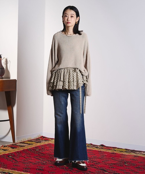 ROSE BUD（ローズバッド）の「(CREOLME)CHECK FRILL SKIRT（スカート・レディース・ブラック/ベージュ・ONE SIZE）」の11枚目の写真