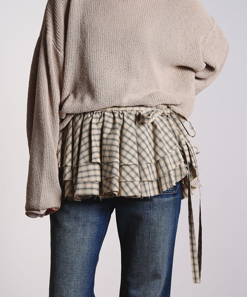 ROSE BUD（ローズバッド）の「(CREOLME)CHECK FRILL SKIRT（スカート・レディース・ブラック/ベージュ・ONE SIZE）」の14枚目の写真