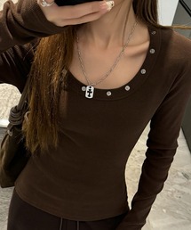 おしゃれスタ（オシャレスタ）の「スナップボタンカットソー（Tシャツ/カットソー）」