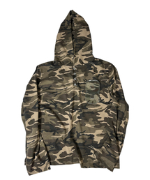 Camouflage 8 Henley Neck Hoodie ((beige))