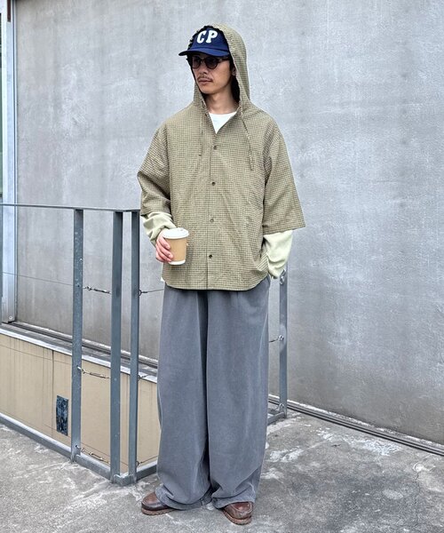 CIAOPANIC（チャオパニック）の「ワッフル袖切替ルーズシャツパーカー（シャツ/ブラウス・レディース・サックスブルー/カーキ/ネイビー・MEDIUM/LARGE）」の7枚目の写真