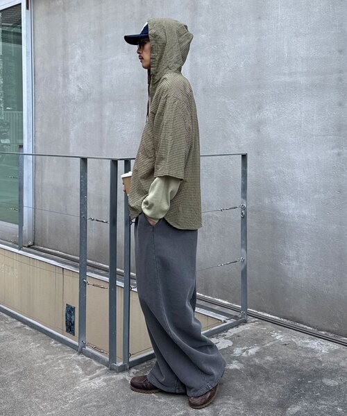 CIAOPANIC（チャオパニック）の「ワッフル袖切替ルーズシャツパーカー（シャツ/ブラウス・レディース・サックスブルー/カーキ/ネイビー・MEDIUM/LARGE）」の8枚目の写真