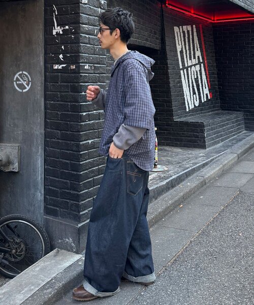 CIAOPANIC（チャオパニック）の「ワッフル袖切替ルーズシャツパーカー（シャツ/ブラウス・レディース・サックスブルー/カーキ/ネイビー・MEDIUM/LARGE）」の22枚目の写真