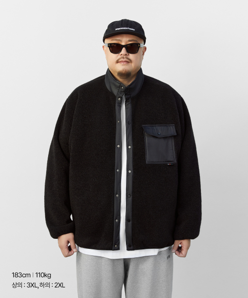 BOOVOOM（ブーブーム）の「[ビッグサイズ]シティワーカーウールブレンドフリースジャケット（その他アウター・メンズ・ブラック/Beige・XL/XXL/XXXL）」の7枚目の写真