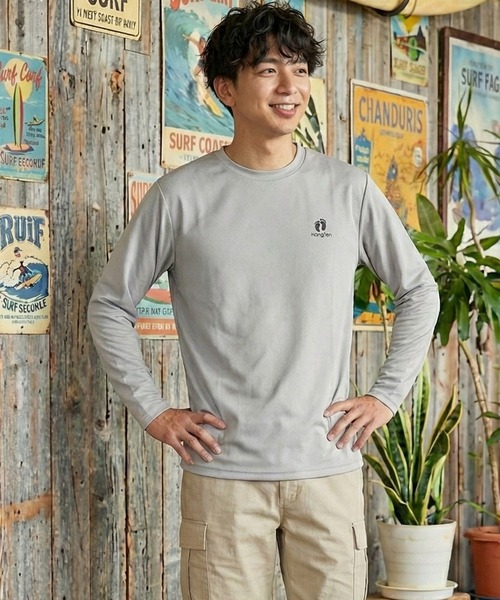 HANGTEN(ハンテン)の「【HANGTEN/ハンテン】ワンポイント刺繍ロングTシャツ 長袖Tシャツ ロンT カジュアル ストリート サーフ アメカジ 刺繍ロゴ(Tシャツ/カットソー・メンズ・ホワイト/ターコイズブルー/グレー/ネイビー・MEDIUM/LARGE/X-LARGE)」の3枚目の写真