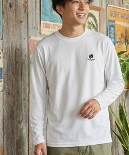 HANGTEN(ハンテン)の「【HANGTEN/ハンテン】ワンポイント刺繍ロングTシャツ 長袖Tシャツ ロンT カジュアル ストリート サーフ アメカジ 刺繍ロゴ(Tシャツ/カットソー・メンズ・ホワイト/ターコイズブルー/グレー/ネイビー・MEDIUM/LARGE/X-LARGE)」の2枚目の写真