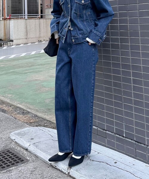 fredy emue(フレディエミュ)の「《セットアップ対応》ワイドテーパードデニムパンツ(デニムパンツ・レディース・ブルー/ネイビー・36/38)」の10枚目の写真