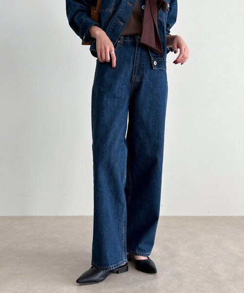 fredy emue(フレディエミュ)の「《セットアップ対応》ワイドテーパードデニムパンツ(デニムパンツ・レディース・ブルー/ネイビー・36/38)」の14枚目の写真