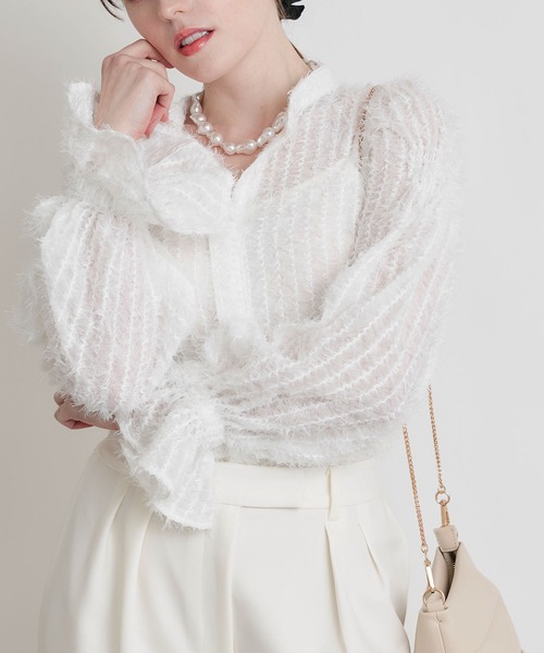 PICCIN PERLA（ピッチンペルラ）の「シアー突っ切りブラウス（シャツ/ブラウス・レディース・オフホワイト・M）」の21枚目の写真