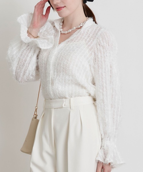 PICCIN PERLA（ピッチンペルラ）の「シアー突っ切りブラウス（シャツ/ブラウス・レディース・オフホワイト・M）」の22枚目の写真