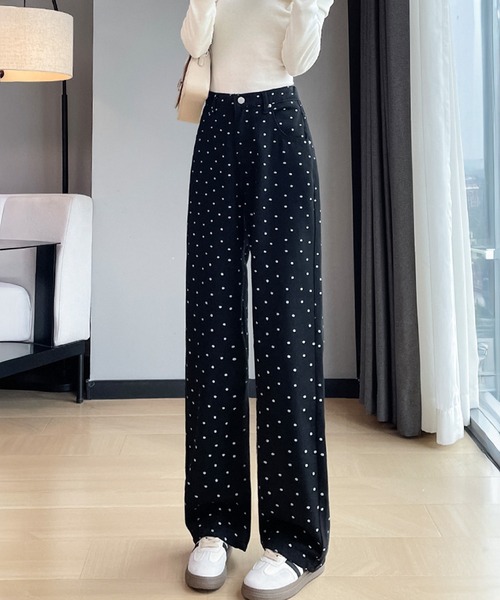 shyam inspiration(シャムインスピレーション)の「小花柄ストレートデニムパンツ(デニムパンツ・レディース・ブラック・L/M)」の12枚目の写真