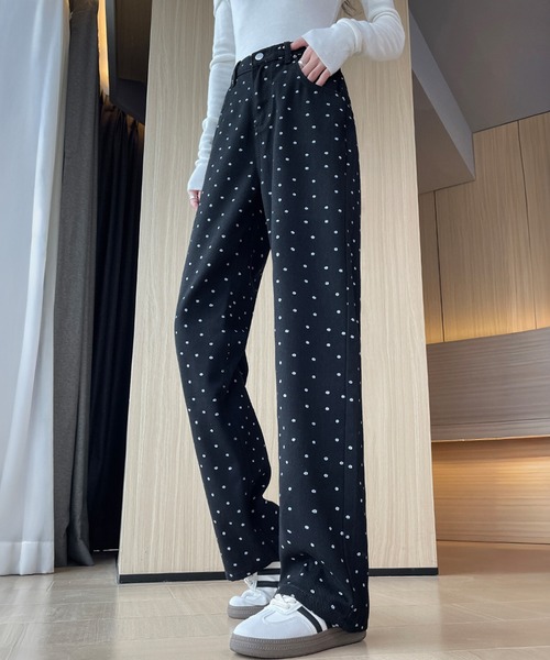 shyam inspiration(シャムインスピレーション)の「小花柄ストレートデニムパンツ(デニムパンツ・レディース・ブラック・L/M)」の13枚目の写真