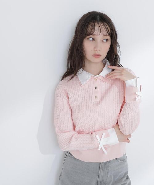 ◇シャツドッキングケーブルニット（ニット/セーター）｜NATURAL