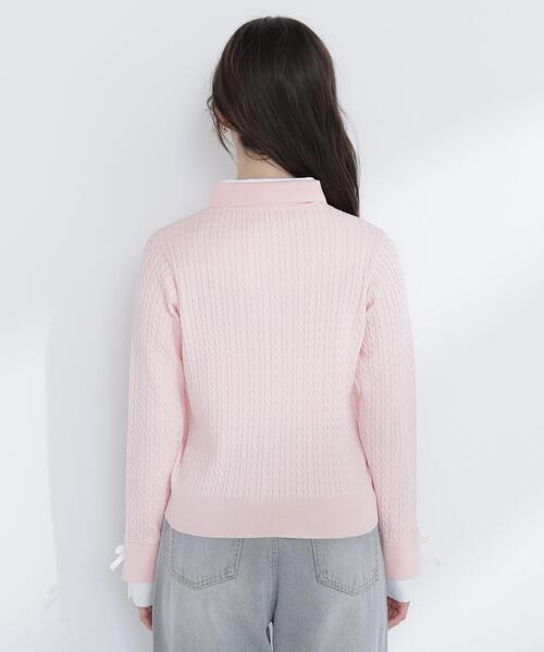 NATURAL BEAUTY BASIC(ナチュラルビューティーベーシック)の「◇シャツドッキングケーブルニット(ニット/セーター・レディース・ホワイト系その他/ブルー系その他6/ピンク系その他・FREE)」の5枚目の写真