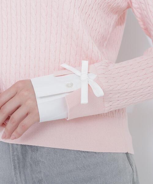 NATURAL BEAUTY BASIC(ナチュラルビューティーベーシック)の「◇シャツドッキングケーブルニット(ニット/セーター・レディース・ホワイト系その他/ブルー系その他6/ピンク系その他・FREE)」の8枚目の写真