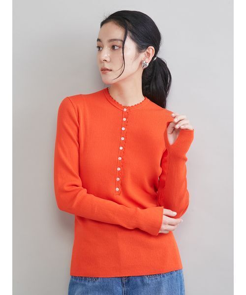 Mila Owen（ミラオーウェン）の「刺繍スカラヘンリーネックニット（ニット/セーター・レディース・アイボリー/オレンジ/ピンク/その他・0/1）」の6枚目の写真