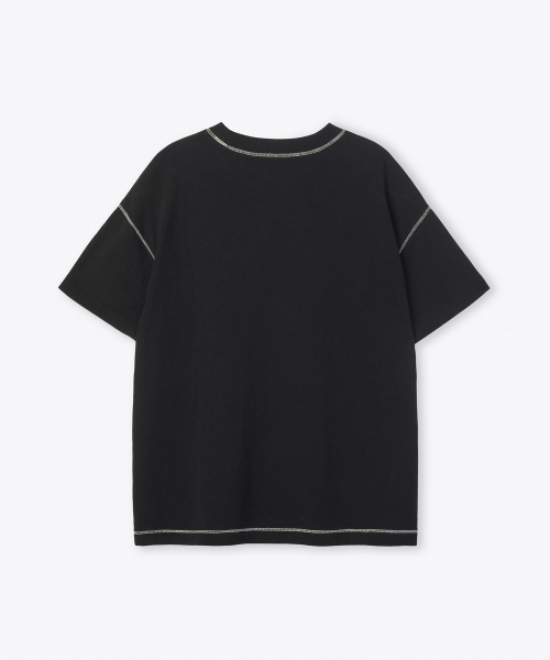 MUSINSA STANDARD KIDS（ムシンサスタンダードキッズ）の「コントラストカバー ステッチ オーバーサイズ Tシャツ [ブラック]（Tシャツ/カットソー・レディース・その他・100/110/120/130/140/150/160）」の3枚目の写真