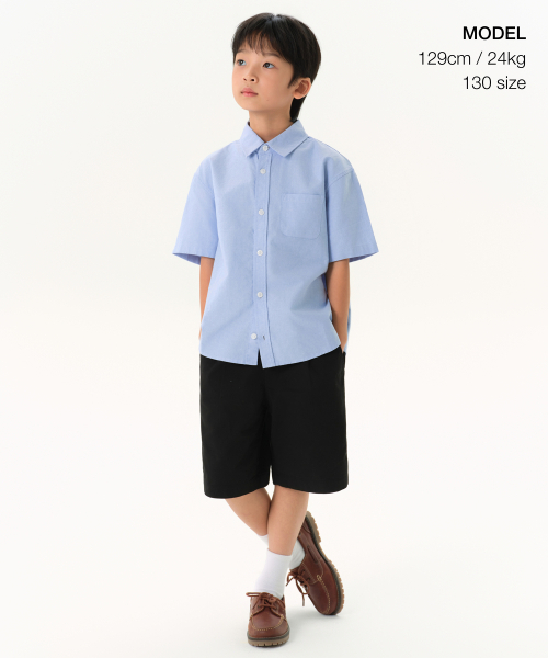 MUSINSA STANDARD KIDS（ムシンサスタンダードキッズ）の「オーバーサイズオックスフォード半袖シャツ[ブルー]（シャツ/ブラウス・レディース・その他・110/120/130/140/150/160）」の2枚目の写真