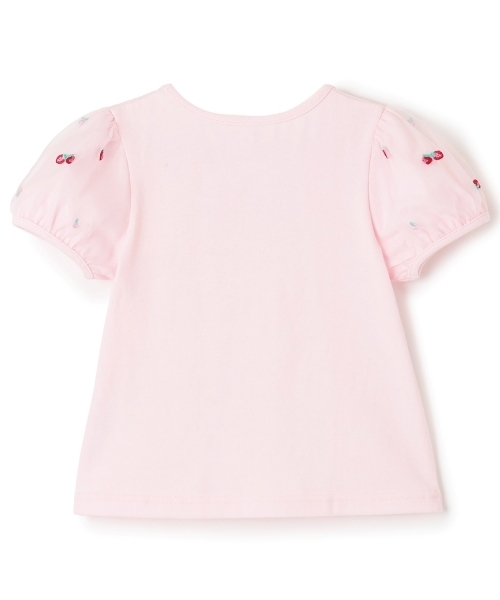 mezzo piano(メゾピアノ)の「イチゴ刺しゅうチュール袖 Tシャツ(Tシャツ/カットソー・キッズ・ピンク/オフホワイト・120cm/110cm/100cm/90cm)」の3枚目の写真
