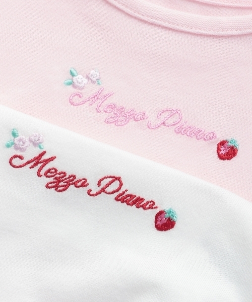 mezzo piano(メゾピアノ)の「イチゴ刺しゅうチュール袖 Tシャツ(Tシャツ/カットソー・キッズ・ピンク/オフホワイト・120cm/110cm/100cm/90cm)」の5枚目の写真