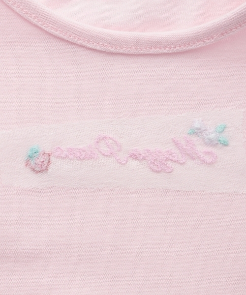 mezzo piano(メゾピアノ)の「イチゴ刺しゅうチュール袖 Tシャツ(Tシャツ/カットソー・キッズ・ピンク/オフホワイト・120cm/110cm/100cm/90cm)」の6枚目の写真