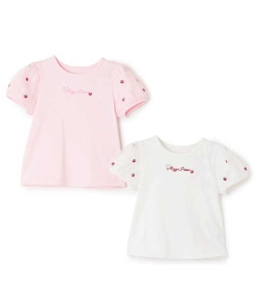 mezzo piano(メゾピアノ)の「イチゴ刺しゅうチュール袖 Tシャツ(Tシャツ/カットソー・キッズ・ピンク/オフホワイト・120cm/110cm/100cm/90cm)」の10枚目の写真