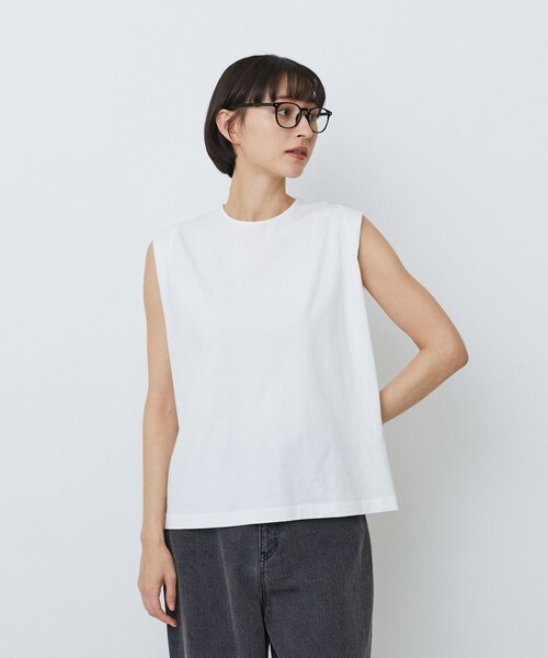 LOISIR(ロワズィール)の「コットン天竺ノースリーブプルオーバー(Tシャツ/カットソー・レディース・オフホワイト/ブラック/ベージュ・FREE)」の2枚目の写真