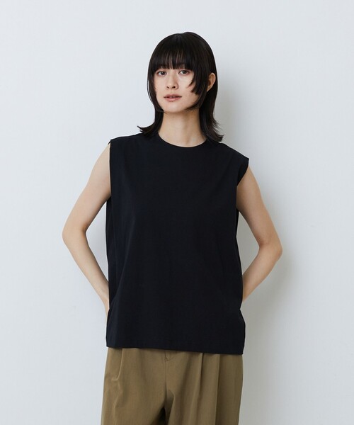 LOISIR(ロワズィール)の「コットン天竺ノースリーブプルオーバー(Tシャツ/カットソー・レディース・オフホワイト/ブラック/ベージュ・FREE)」の3枚目の写真