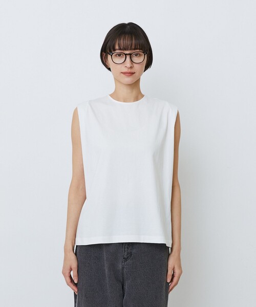 LOISIR(ロワズィール)の「コットン天竺ノースリーブプルオーバー(Tシャツ/カットソー・レディース・オフホワイト/ブラック/ベージュ・FREE)」の7枚目の写真