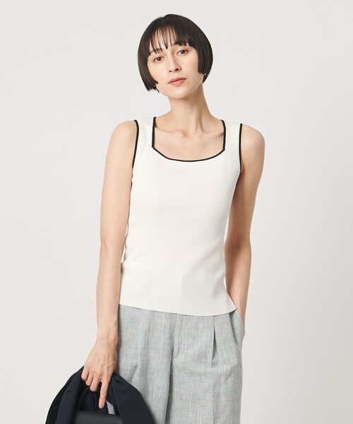 UNITED ARROWS(ユナイテッドアローズ)の「リブ スクエア キャミソールニット ‐ウォッシャブル‐(タンクトップ・レディース・ホワイト/グレー系/ネイビー/ベージュ/ブラック/その他7/その他1・FREE)」の6枚目の写真